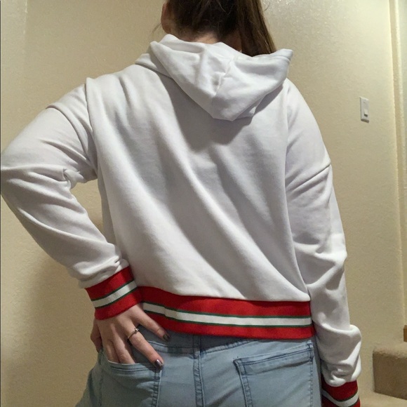 Oversized Love sweater w/ red and green hem - Picture 2 of 7